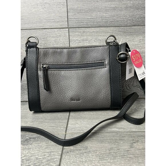 THE SAK Sanibel Crossbody Bag Women Grey Silver Black Leather In Slate Block - Picture 2 of 6